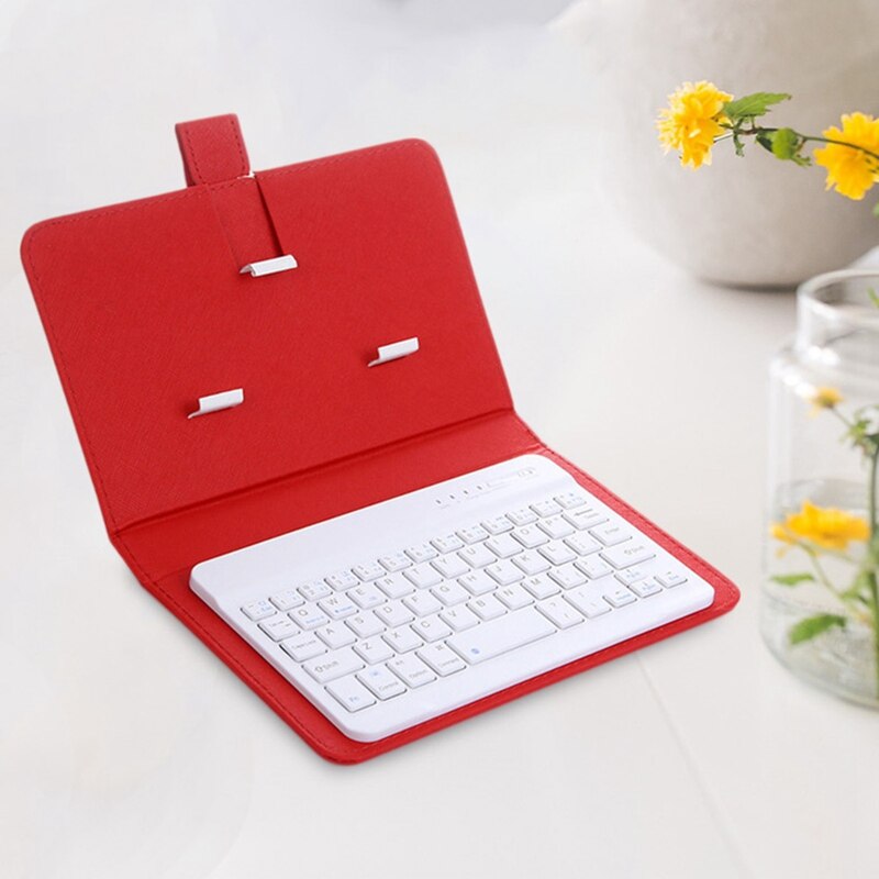 Draagbare bluetooth-toetsenbordhoes voor mobiele telefoon, draadloos toetsenbord van pu-leer, beschermhoes voor 4.5 inch en -6.8 inch smartphones