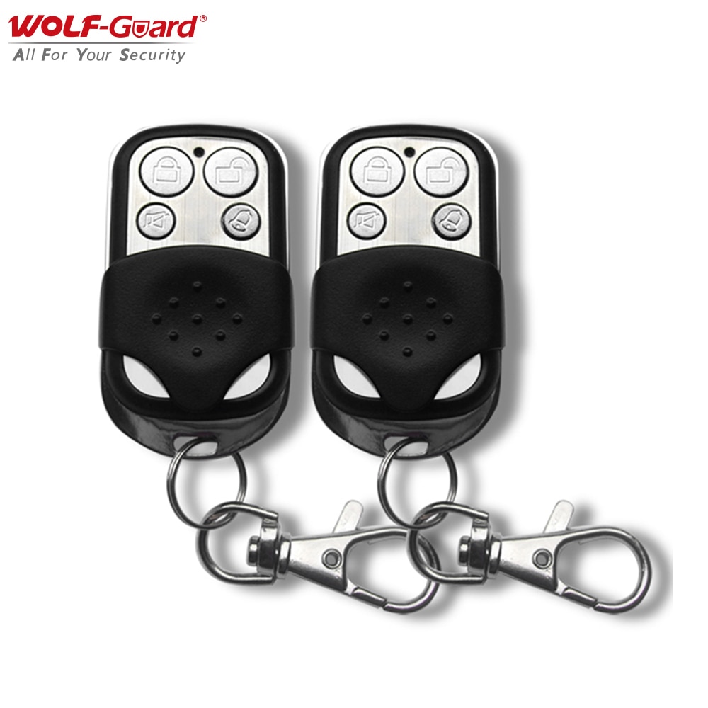 2Pcs Wolf-Guard 433MHz Wireless Remote Control Keyfobs 4 Keys Portable Accessories for Home Alarm Sceurity Burglar System