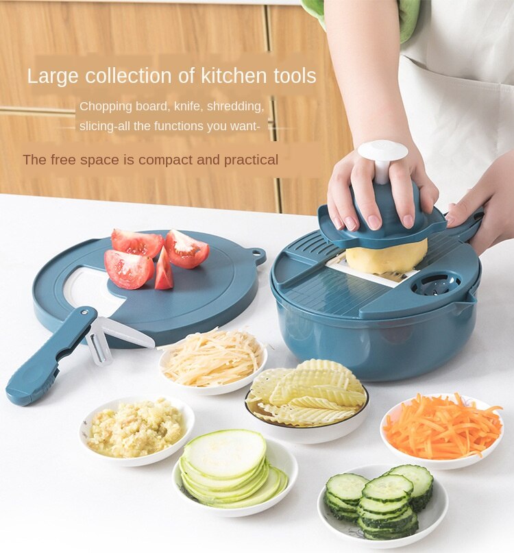 Tiktok Explosion Multi-Function Cutting Kitchen Full Set Cutting Board Cutting Machine Manual Peeling Rotating Grater
