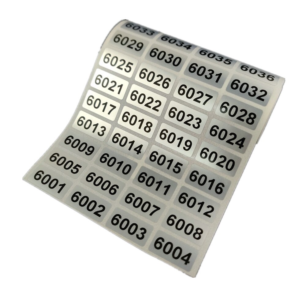 1000 etiketten Fortlaufende Nummer Inventar Lagerung Aufkleber Wasserdicht 20mm x 10mm 001 zu 10000 Für Wahl