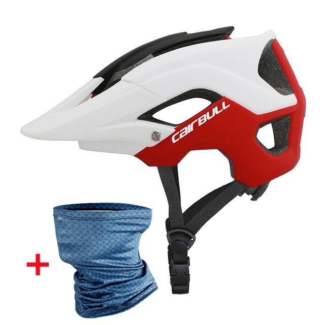 Cairbull MTB Bicycle Helmet Mountain Bike Removable Sun Visor XC DH AM HardTrail ENDURO Cycling Outdoor Safety Helmet: White Red Gift / L(58-62CM)