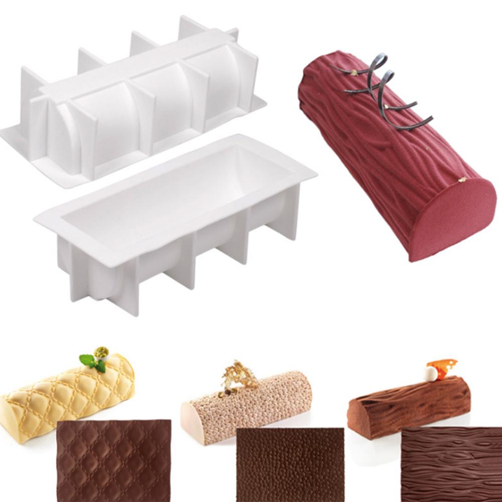 Silicone Swiss Cake Mould Yule Log Mold Large Buche Form Silicon Fondant Mat Impression Lace Moulds Color Random