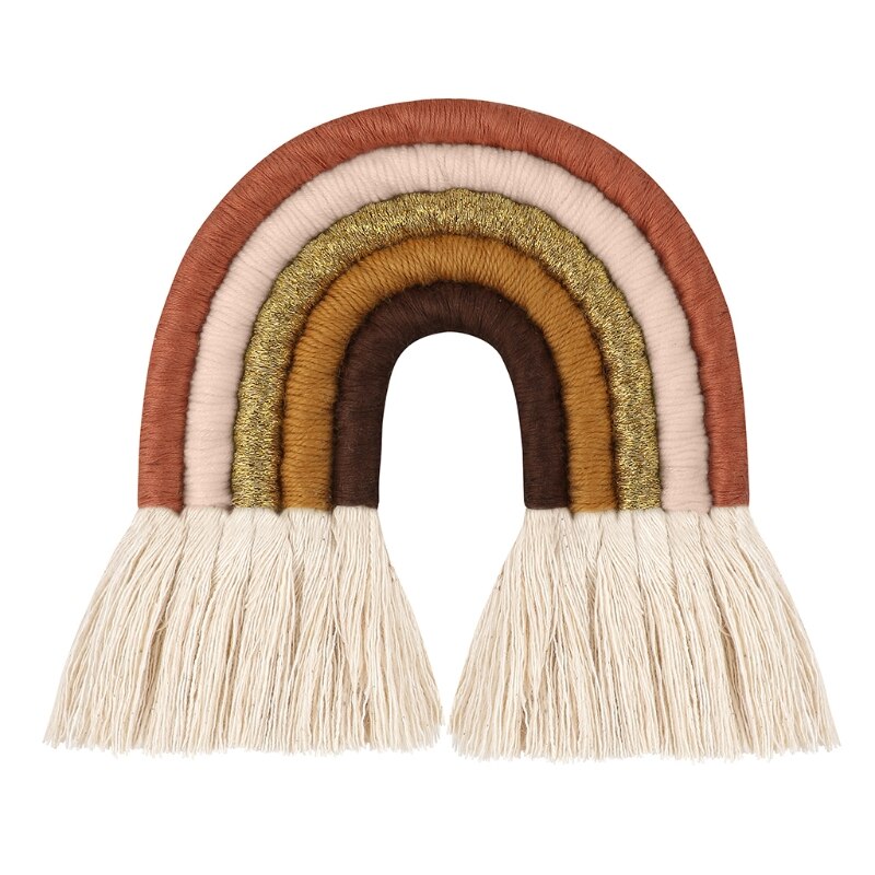 OOTDTY-adorno colgante de macramé de 5 líneas, cuerda tejida a mano, decoración de pared para habitación de bebé y niña, decoración de guardería para el hogar: violet