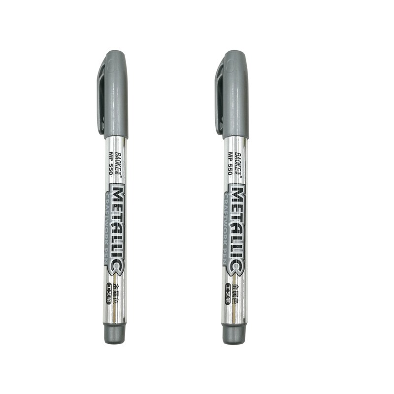 SIXONE 2 unids/set oro y rotulador plateado plumas de Metal de color de proceso de la pluma-en pluma rotuladores metalizados en vidrio de cerámica de la hoja: 2 silver