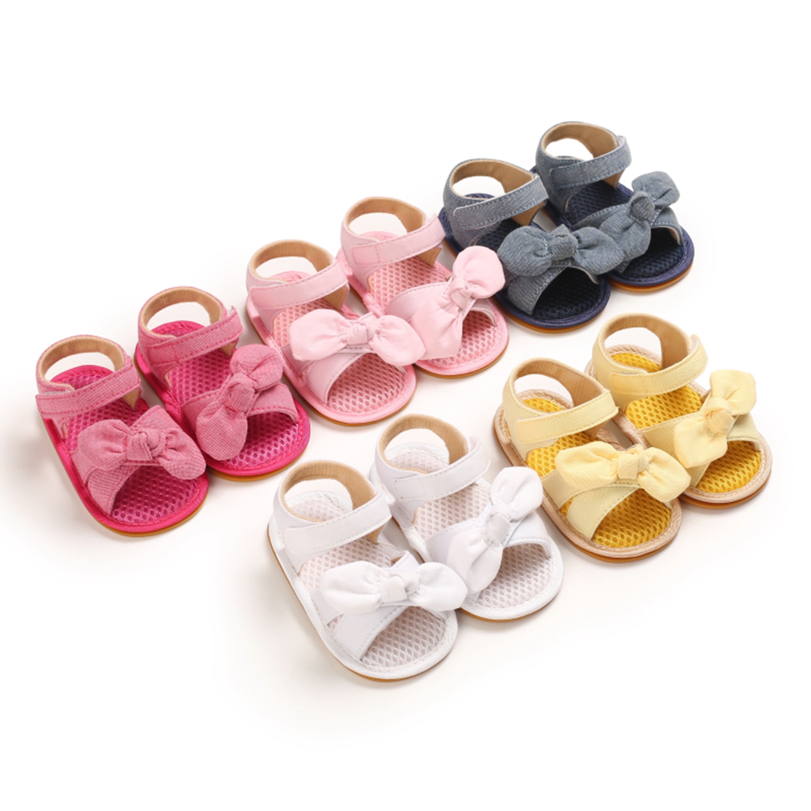 Baby Mädchen Sommer Bownot Sandalen Atmungsaktive Sanft Sohle Nicht-Unterhose Offene spitze Wohnungen Kleinkind Vor-Wanderer Baby Schuhe