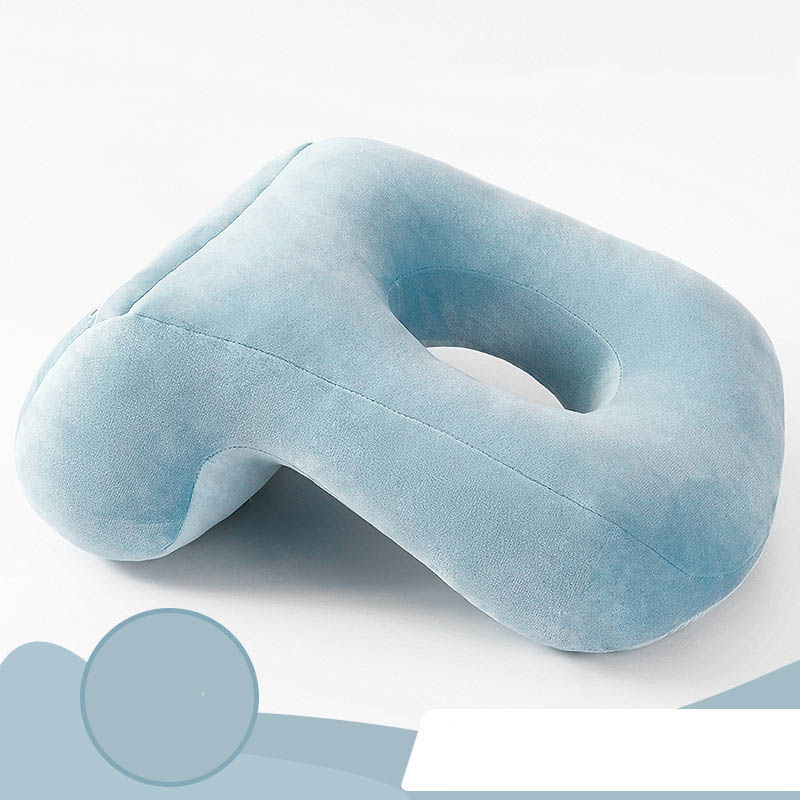 Oreiller de bureau pour la sieste et le cou, avec ajouré, pour le dos et le visage, décoration de la maison: Light Blue A