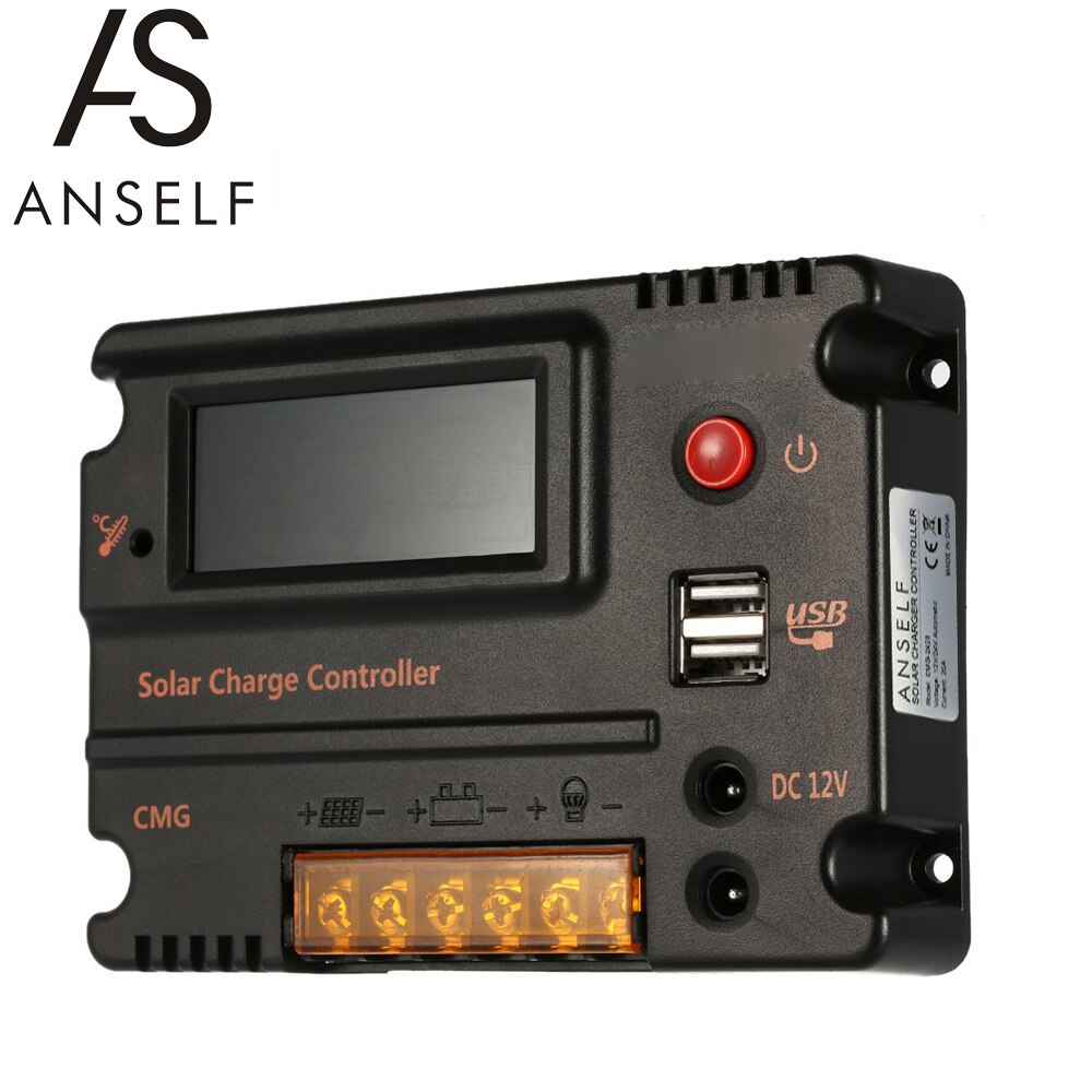 Anself 10A/20A LCD Solar Charge Controller Panel Battery Regulator Auto Switch Overload Protection CMG-2410/CMG-2420 12V/24V: Default Title