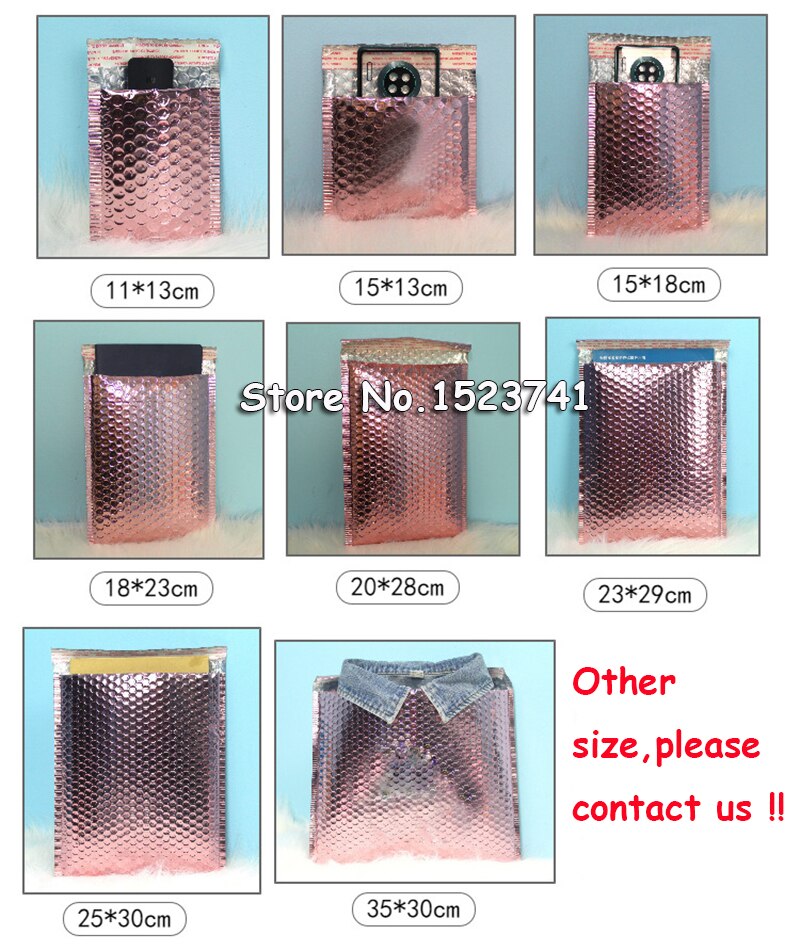 10pcs 15x20+4cm Rose Gold Bubble Envelop/Rose Gold Foil Bubble Mailer for Packaging &amp; Wedding Favor Bag&amp;Mailing Envelopes