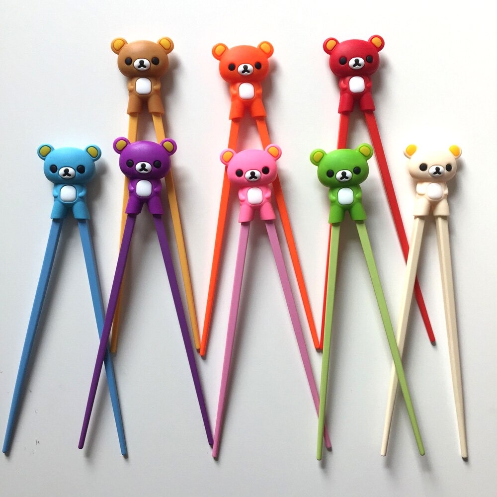 Palillos de entrenamiento y aprendizaje para niños, oso, Panda, gato, multicolor, palillo chino, para principiantes, 1 par