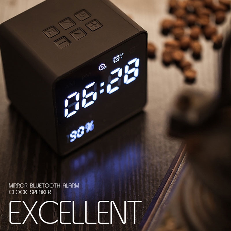 LED Screen Alarm Clock Radio Power Display Digital Clock Bluetooth Speakers @M23