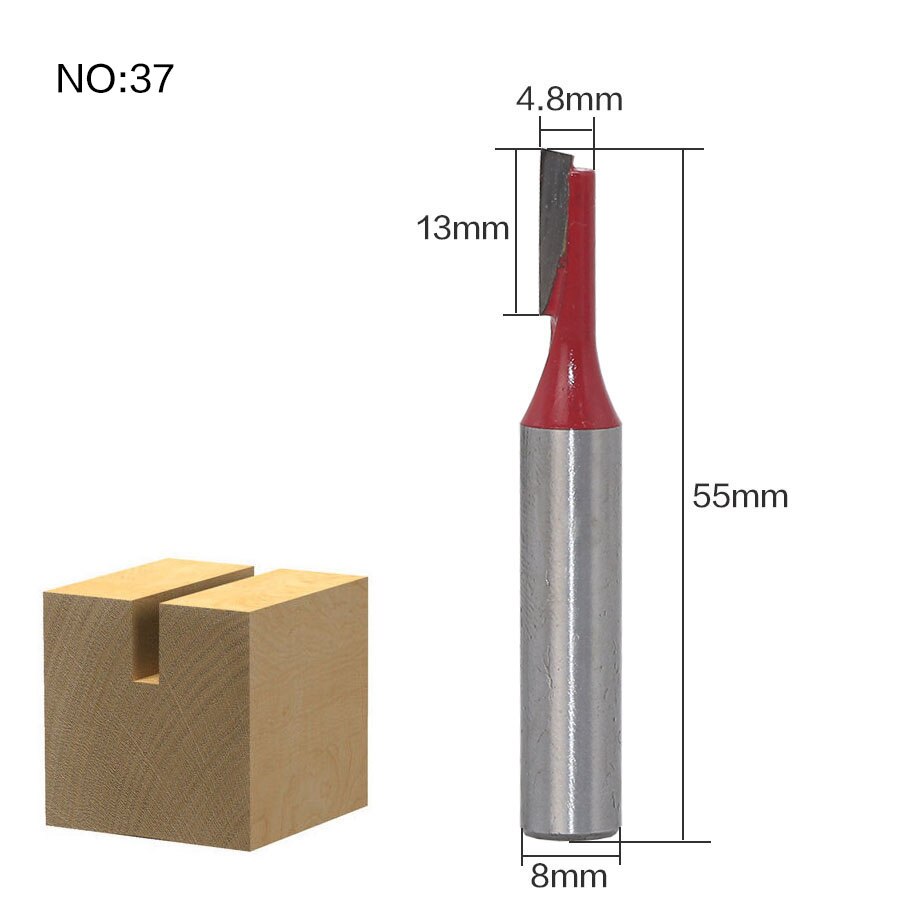 1 st 8mm Schacht hout router bit Rechte frees trimmer reiniging flush trim hoek ronde cove doos bits frezen Cutte: NO37