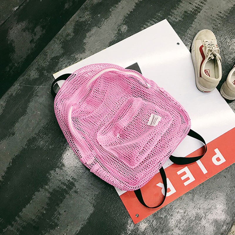 Women Swimming Bag Mesh Net Summer Beach Bags Girl Handbag Swim Female Travel Training Pouch Blaso Sac De Sport Gym Bag XA181D: Pink