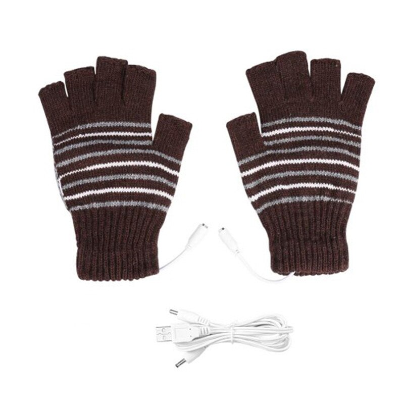 USB Verwarmde Handschoenen Elektrische Verwarming Handschoenen Winter Breien Thermische Elektrische Verwarming Handschoen Paars Bruin Handschoenen One Size