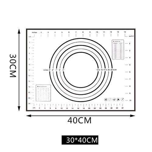 Multifunction Baking Mat Scale Food Grade Silicone Baking Tray Pad Fondant Pad High temperature resistance Placemat Dish: 40x30cm