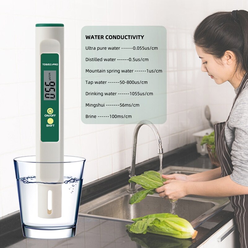 3 In 1 Temp TDS EC Meter Digital Water Tester Portable Temperature Test Pen Detector For Drinking Water Aquarium