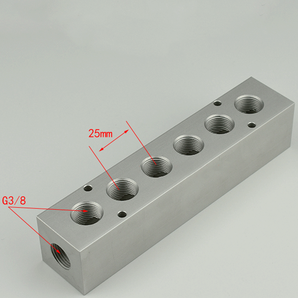 BSP-Bloque de colector de aire de aluminio sólido, compresor de aire neumático, divisor cuadrado de 3/8 pulgadas, 35x35mm, 2, 3, 4, 5, 6, 7, 8, 10, 12 vías: Castaño