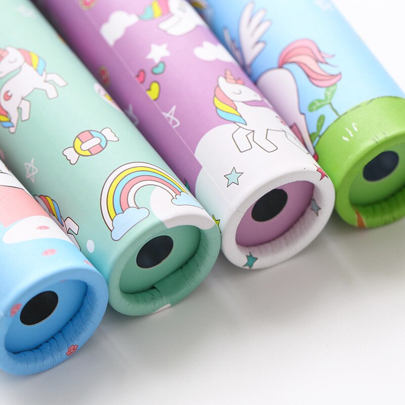 2PCS Neue Cartoon Kaleidoskop Flamingo Einhorn kinder Pädagogisches Spielzeug Rotierenden Schöne Muster jooyoo