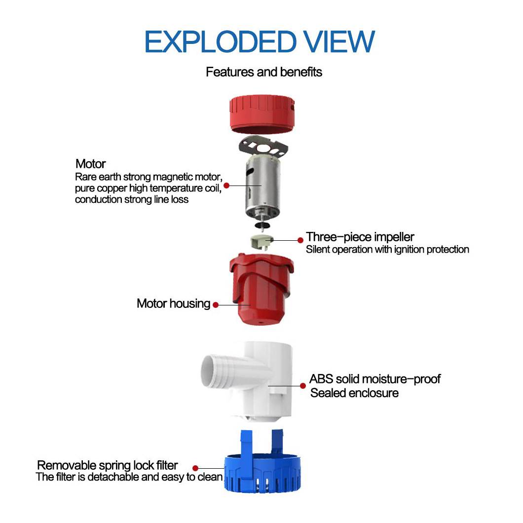 Submersible Bilge Pump 750GPH 1100GPH 12v 24V Mini Electric Water Pump Used In Boat Seaplane Motor Homes Houseboat