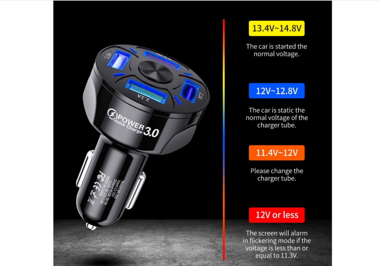 3.1a fast charging car charger one drag four QC 3.0 car mobile phone charger 4USB car charger qc3.0