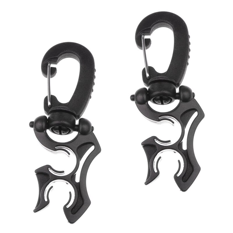 2 Set Duiken Dubbele Regulator Slang Houder Octopus Slang Retainer Keeper Met Draaibare & Opvouwbare Clip Kleur Zwart