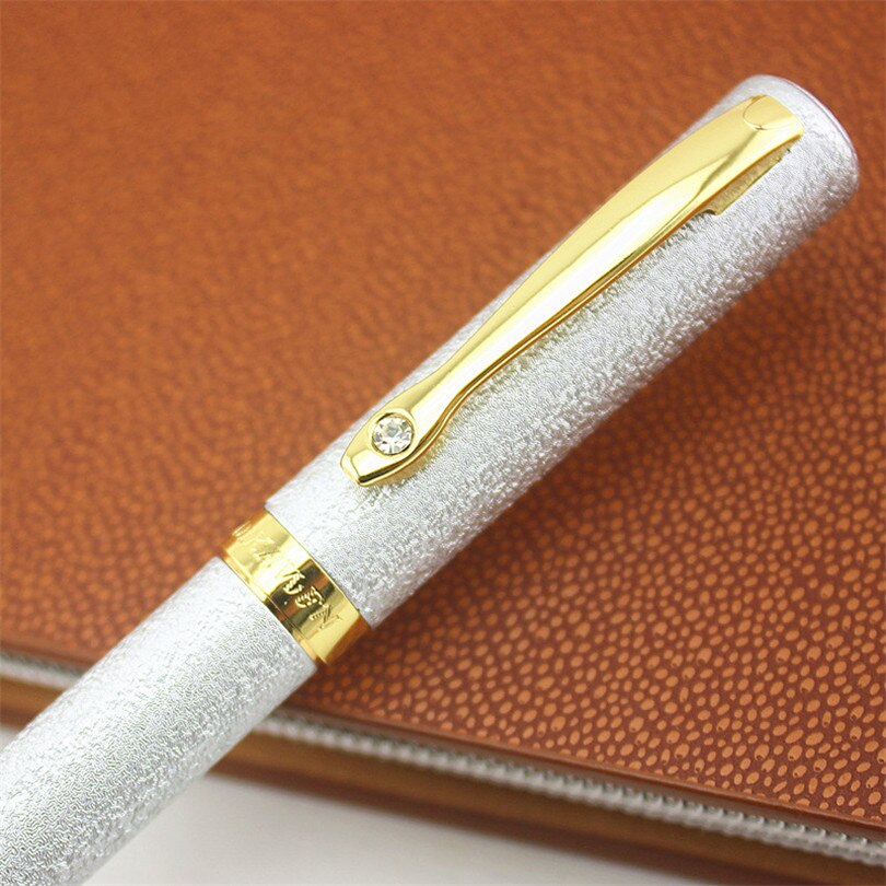 Frosted silver Diamond Gold clip Fountain Pen luxury office ink pen 0.5mm nib pen