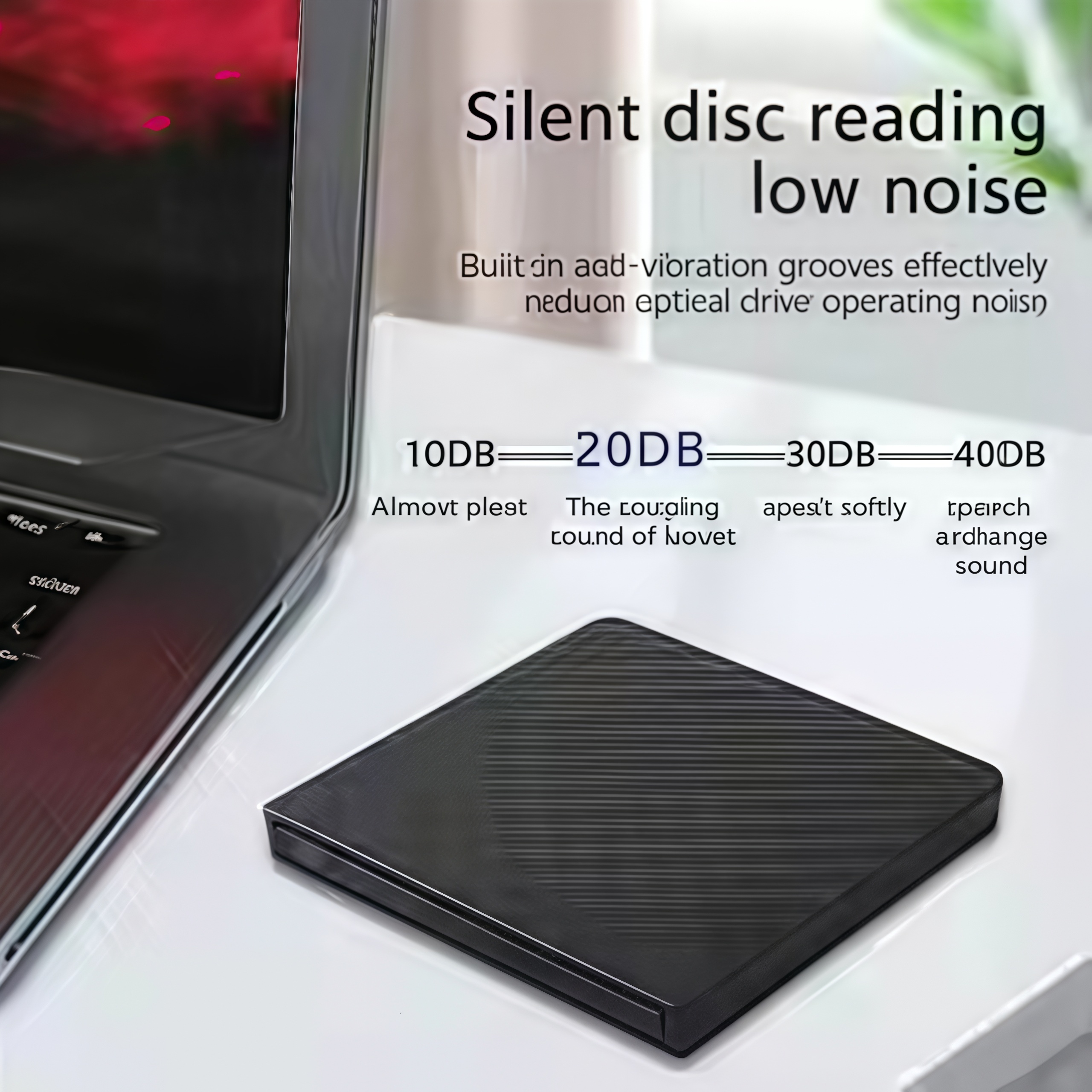 Portable USB-C DVD Drive: Ultra-Slim External CD/DVD Burner & Reader with High-Speed Writing and Playback, Plug-and-Play