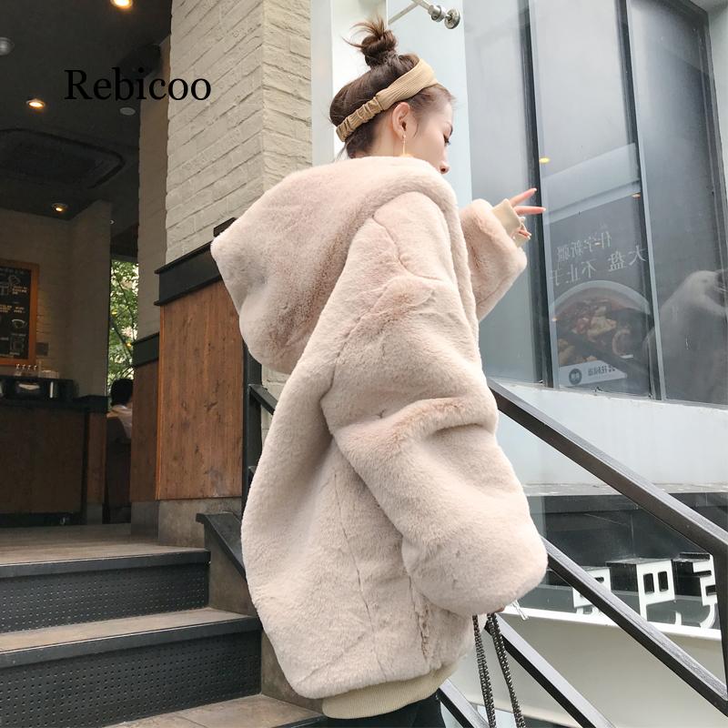 Female Winter Thick Warm Hooded Faux Fur Coat Women Fluffy Oversize Loose Parka Casual Jacket