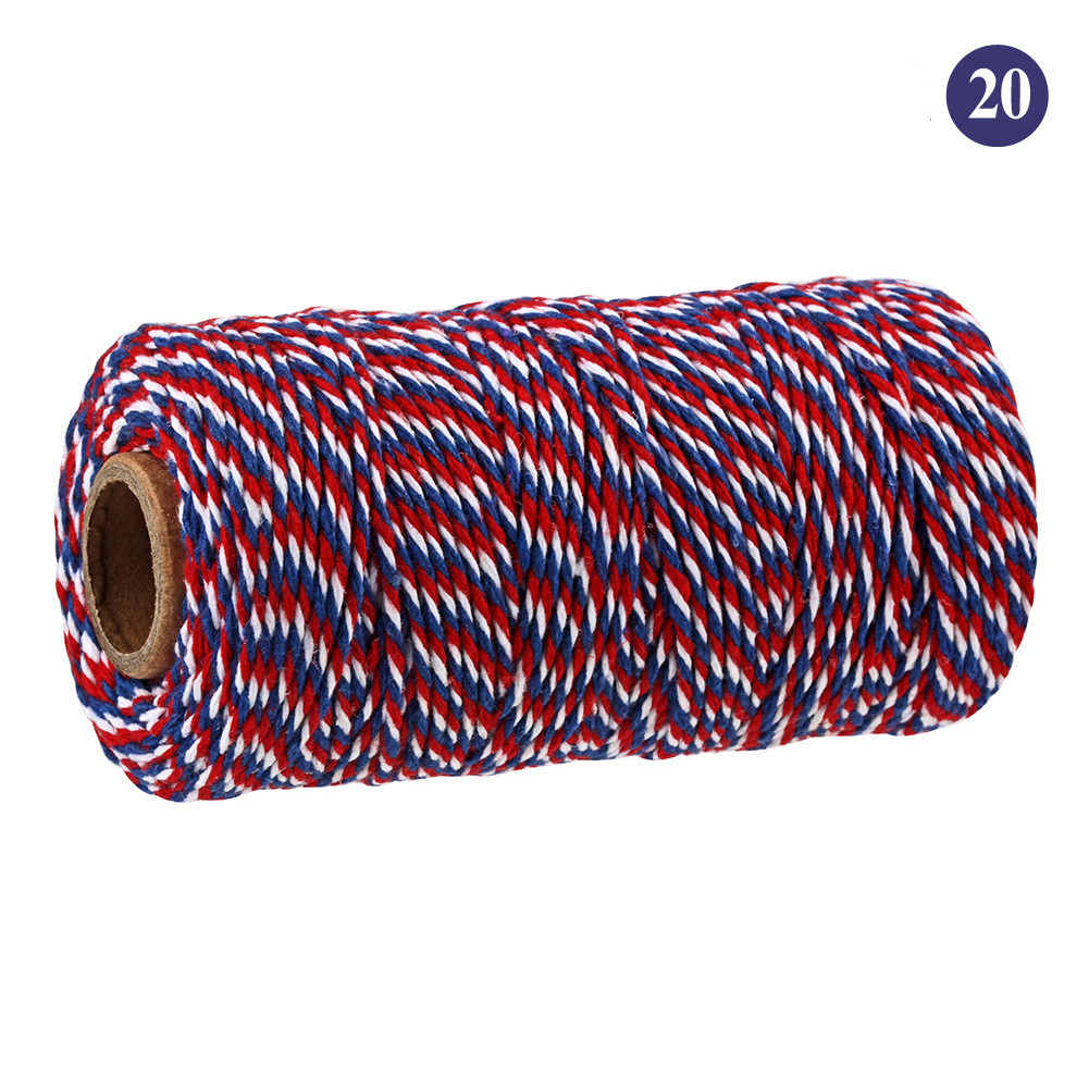 Hilo de algodón colorido para manualidades, hilo de macramé, para envolver , decoración de boda, 100 m/rollo: Red blue white
