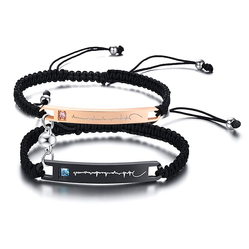 1 Paar Paar Sieraden Verstelbare Gevlochten Armband U-Lover Gevlochten Armband Voor Hem En Haar Beste Vrienden Armband Sets: style1