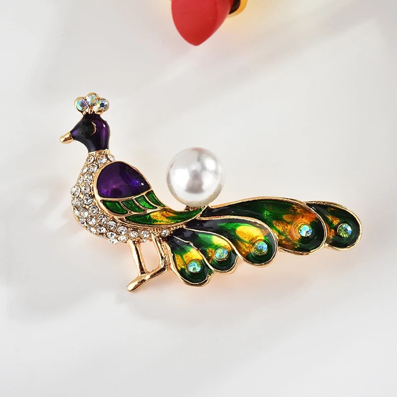 Grande broche de luxe en plumes de paon, nouvelle broche en strass, Vintage, élégance, Banquet, mariage, Corsage, manteau, boucle de châle