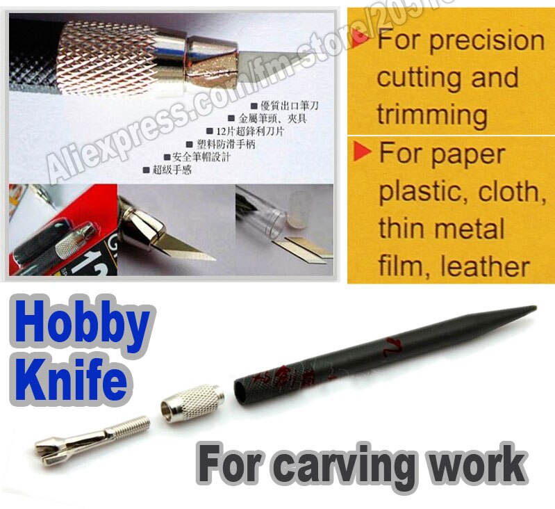 Hobbykniv  + 12 st bladknivar set, pennknivar i rostfritt stål för papper plast, tyg, läder mångsidiga redskapsarbete