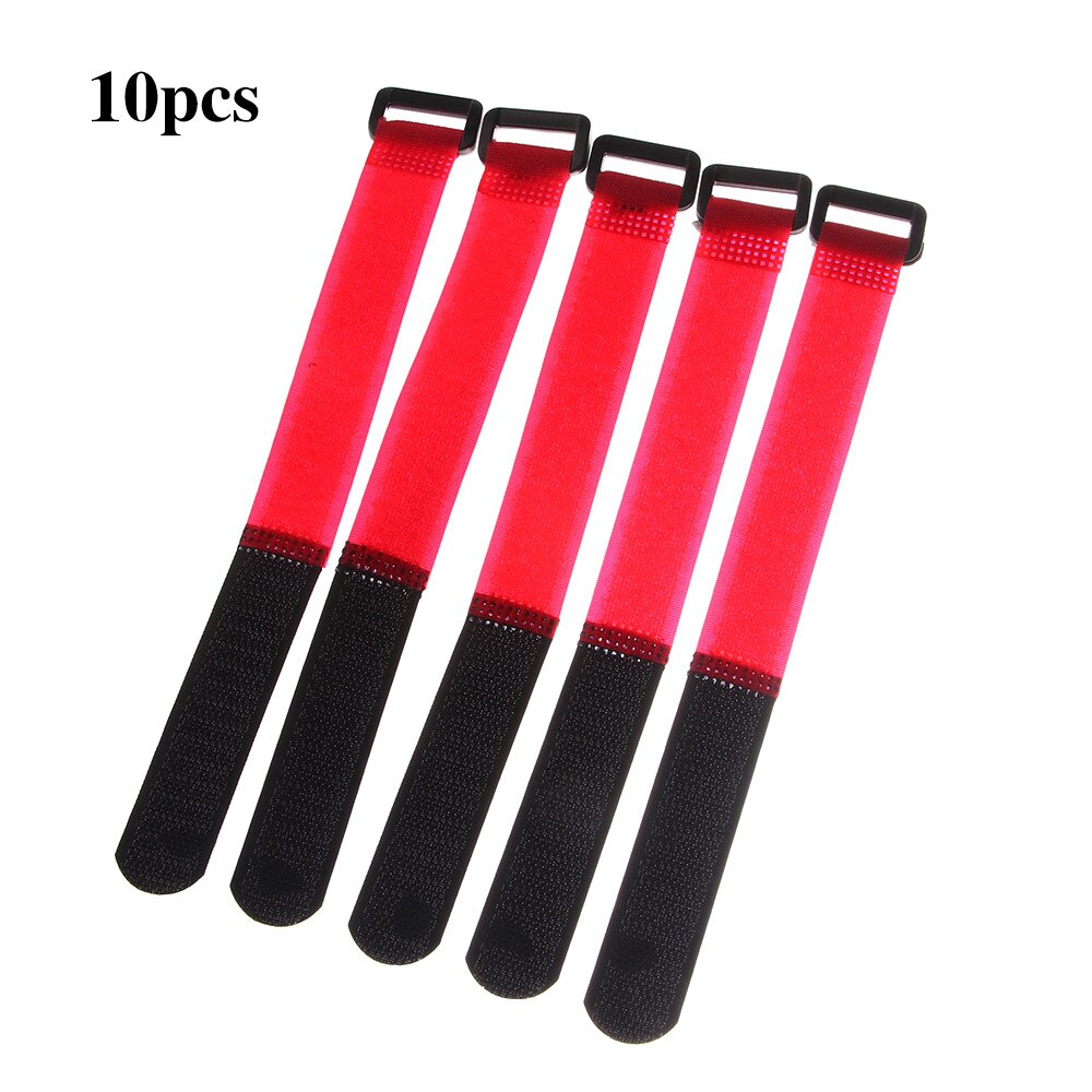 10 Stuk/set 20 Cm Zelfklevende Herbruikbare Kabelbinder Draad Organisator Nylon Sluiting Klittenband Riem Cord Ties: red(10pcs)