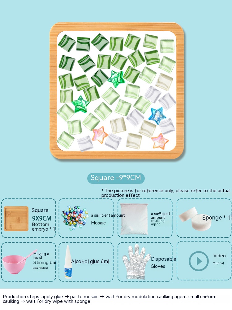 Posavasos de mosaico hecho a mano para niños, bandeja de madera para vajilla, tapete para tazas, artesanía, fácil de hacer, de Navidad: YELLOW