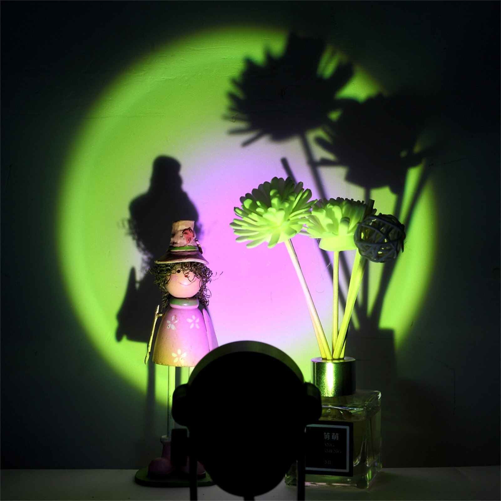 Lampada di proiezione al tramonto luci notturne a LED lampada al tramonto arredamento camera da letto USB arcobaleno proiettore atmosfera per la decorazione della barra di casa luce: 3