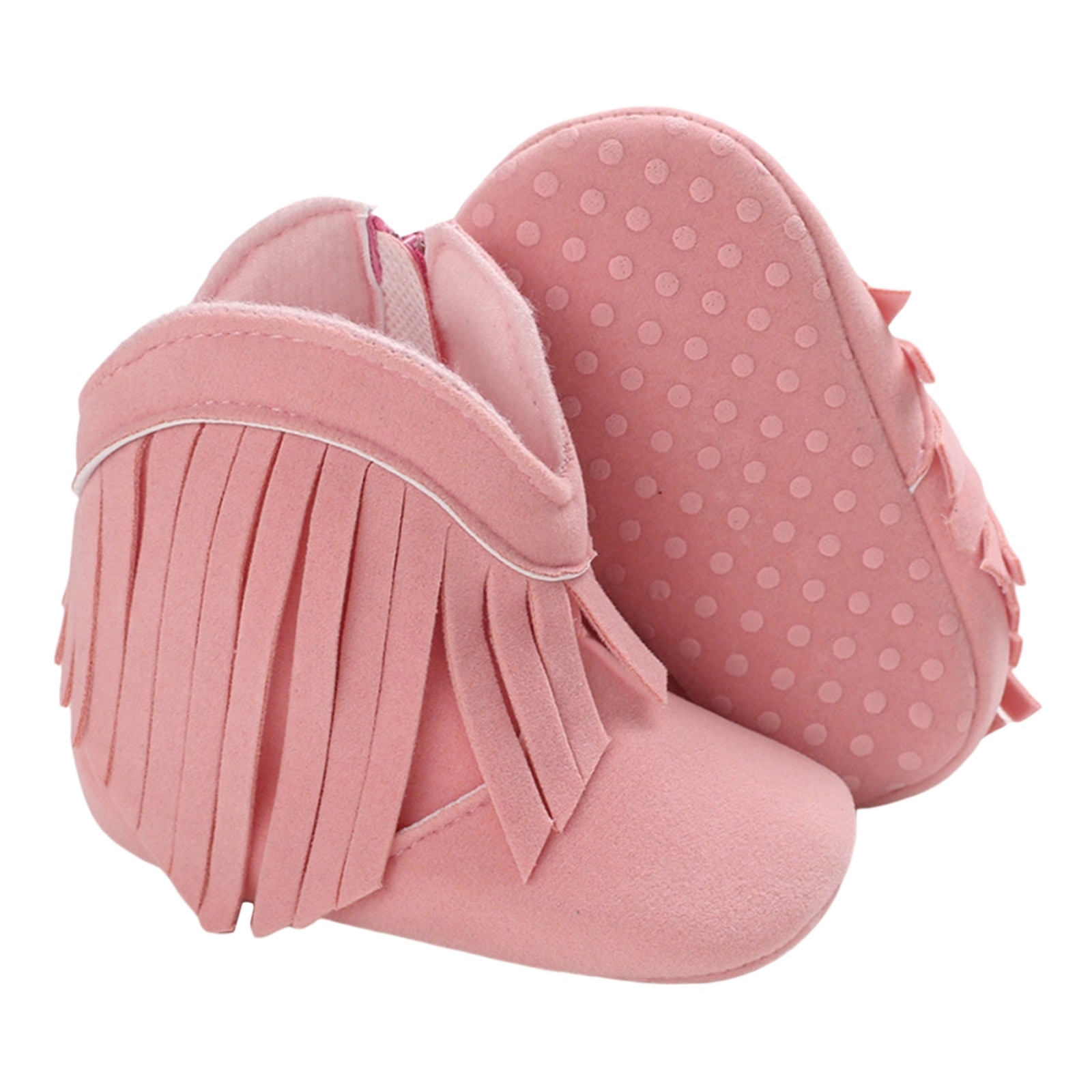 Bottes de neige pour filles, chaussures d'hiver à la , en coton, chaudes, avec pompon, pour bébés, premiers pas: Rose / 13-18 mois