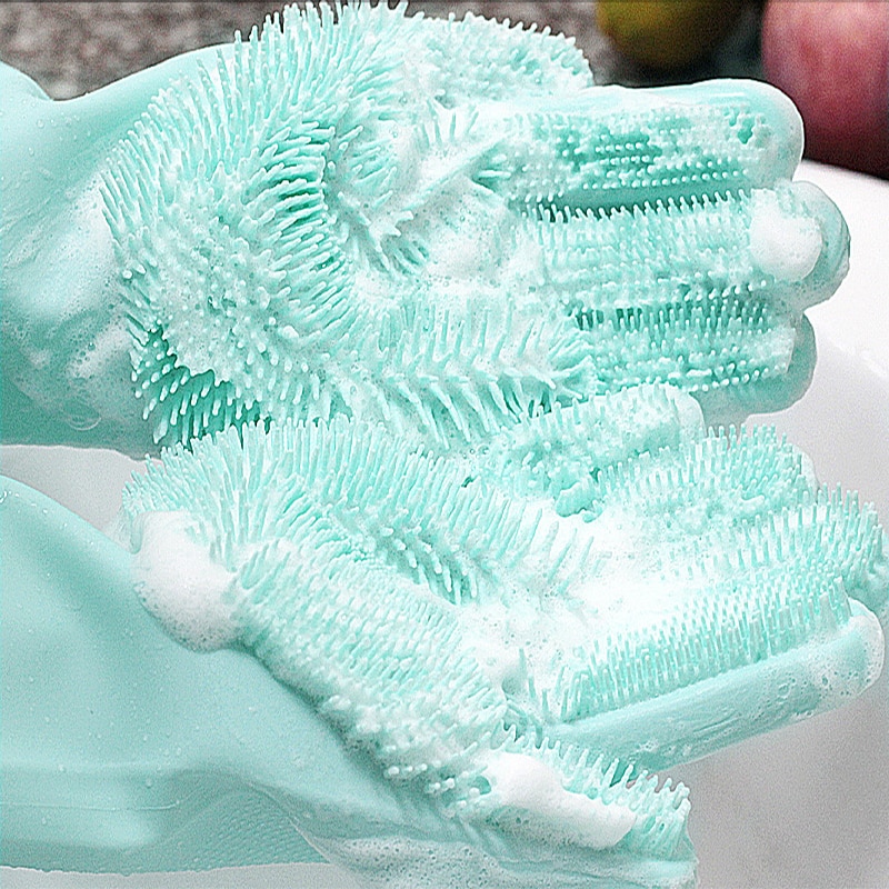 1 Paar Magic Silicone Rubber Afwassen Handschoenen Huishoudelijke Multifunctionele Scrubber Handschoenen Afwasborstel Keuken Schoonmaken