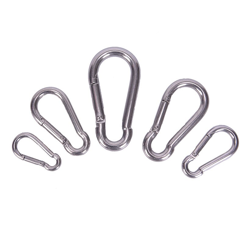 Mosquetón con resorte de acero inoxidable 304, herramienta múltiple, accesorios para escalada en roca, gancho de presión, llavero, cierre de eslabón rápido, 5 tipos, 1 ud.