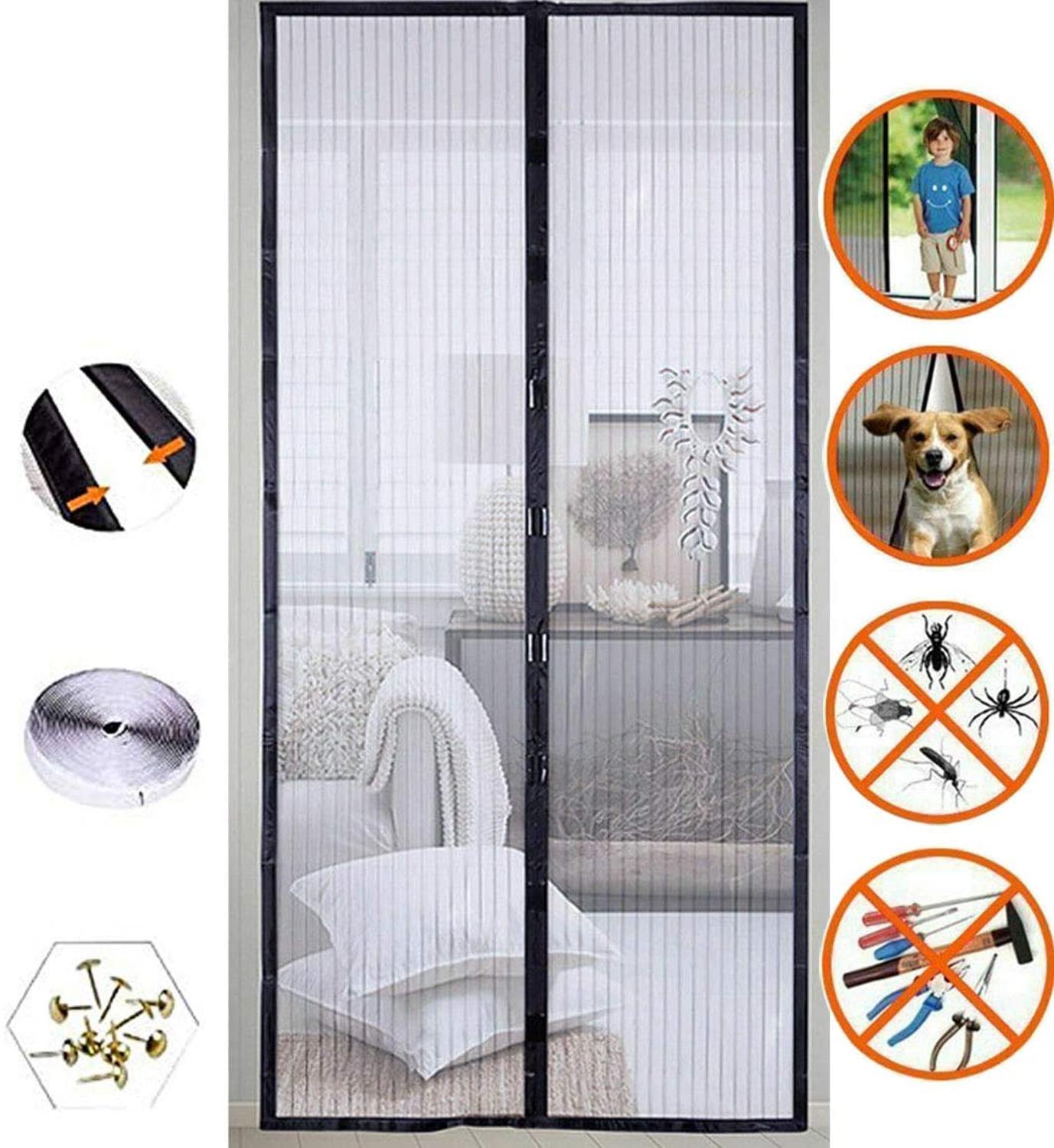 Moustiquaire magnétique pour porte de cuisine, rideaux anti-moustiques, insectes volants, fermeture automatique