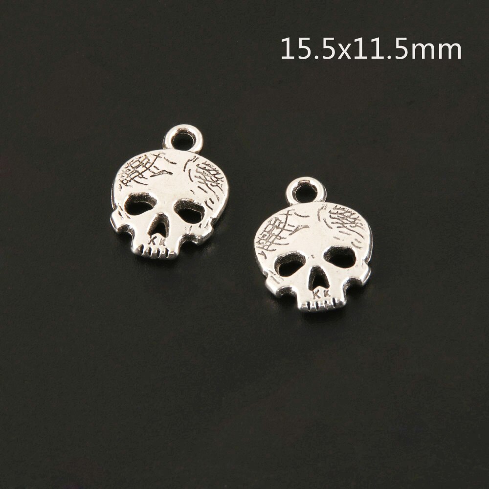 30 stücke Reize Gemalt Gesicht Schädel Stecker Halloween Silber Farbe Anhänger Für DIY handgefertigt Ergebnisse Zubehör: A3541 15.5x11.5mm