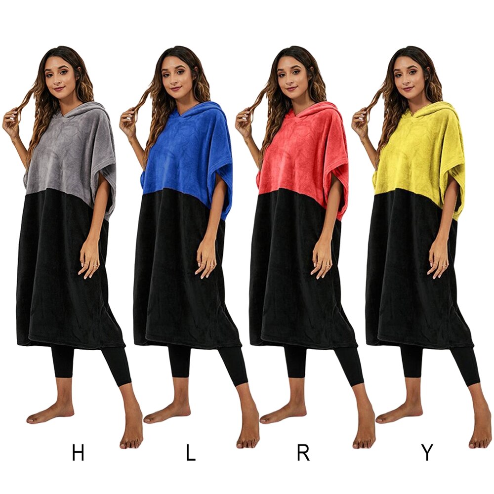 Toalla de playa con capucha gruesa Extra grande para mujer, Poncho de Surf con contraste de Color, secado rápido, toalla de microfibra, FGRTSD1