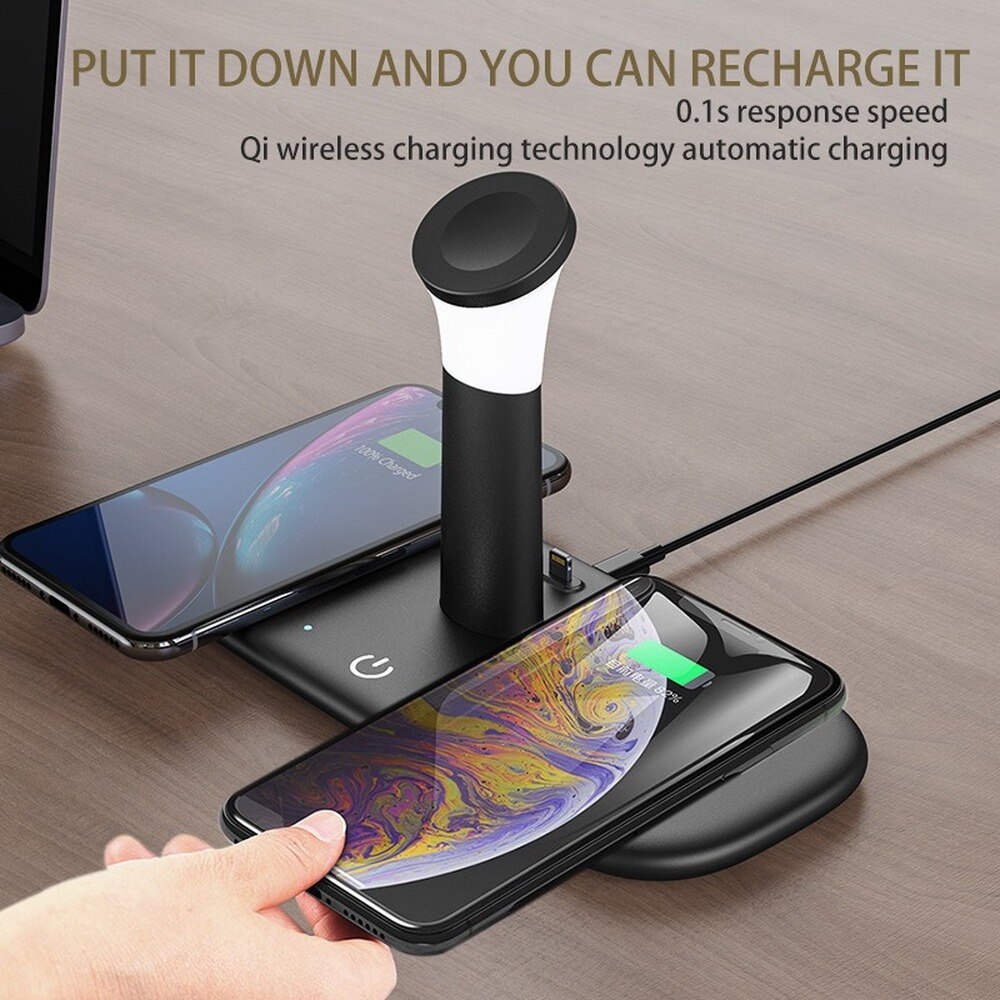 5-in-1 Wireless Charging Station - 15W Fast Charge - for iPhone, Apple Watch, Earphones - Type-C