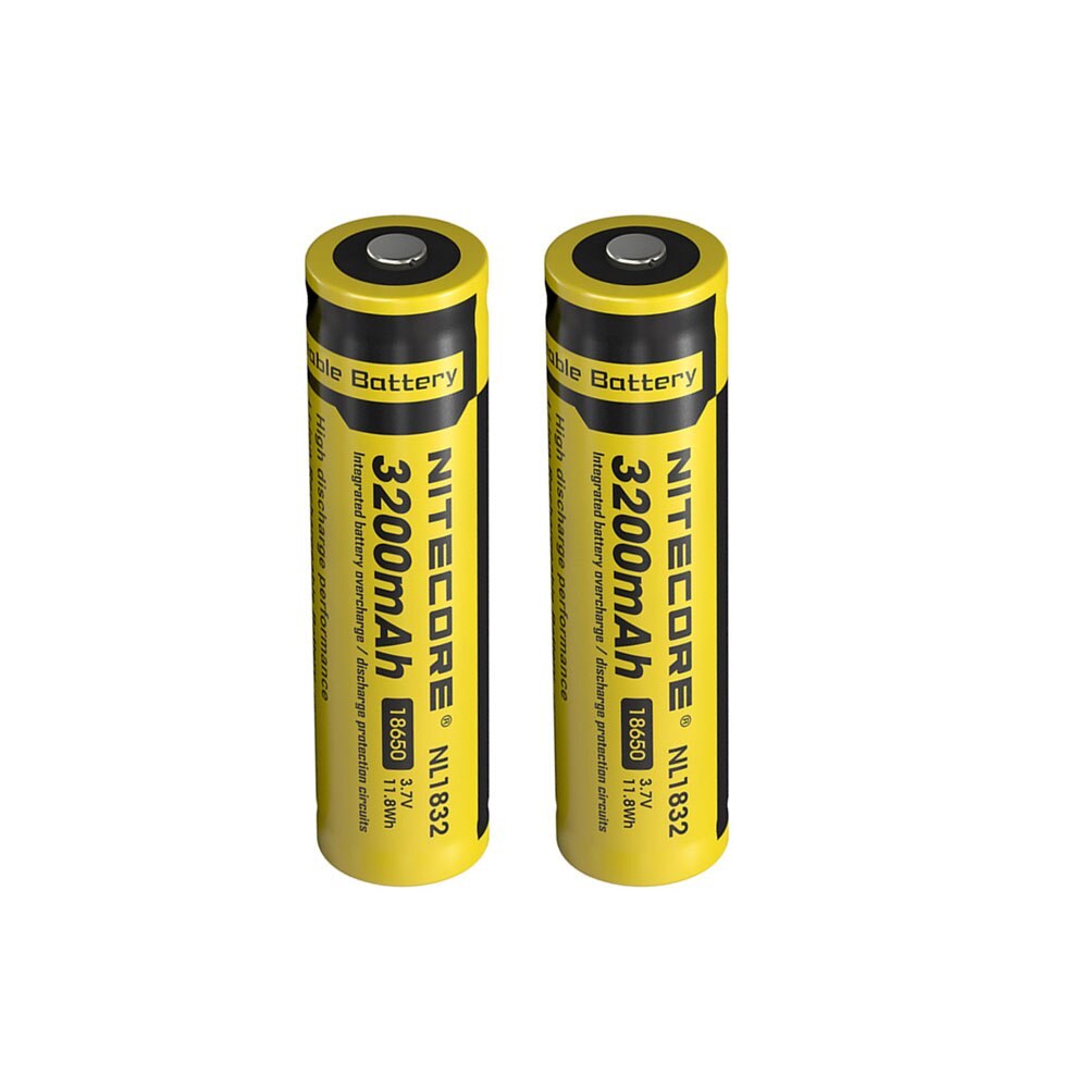 2PCS NITECORE 18650 3200mAh NL1832 3.7V 11.8Wh Rechargeable Li-on Battery Protected Li-ion Button Top Battery