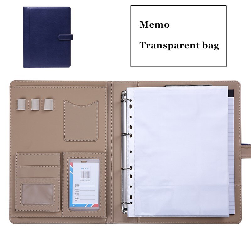 Luksusowy Organizer notatnik A4 klamra segregator Folder torba na dokumenty teczki z kalkulatorem notatnik artykuły papiernicze: A Dark blue