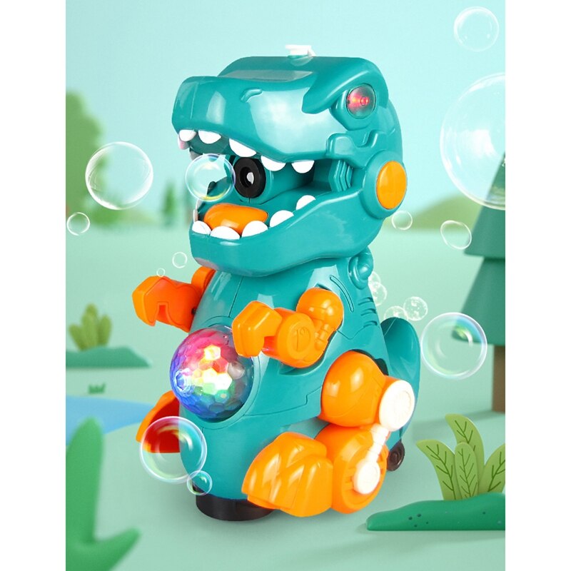 Bubble Machine Dinosaurus Bubble Blower Lopen & Verblijf Nog Twee Instellingen Muziek & Licht Bump Functie Peuter Speelgoed Voor Kids: blue