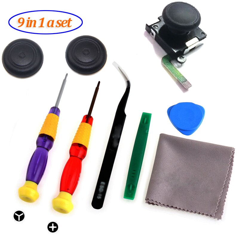3D Joystick for NS Joy Con Nintend Switch Left Right Analog Sticks Replacement for Joy Stick Controller Repair Accessories+Tools: 9 IN 1 SET