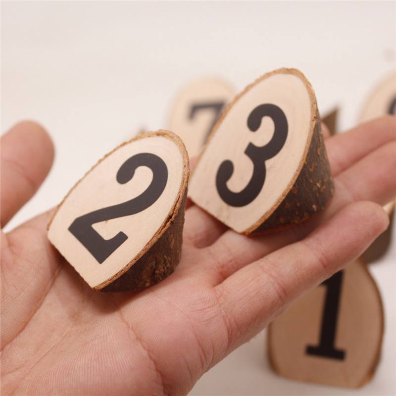 Wooden table decor Rustic Wedding Wooden Table Numbers 1-10 Set for Receptions, Banquet, Cafe, decoration number card