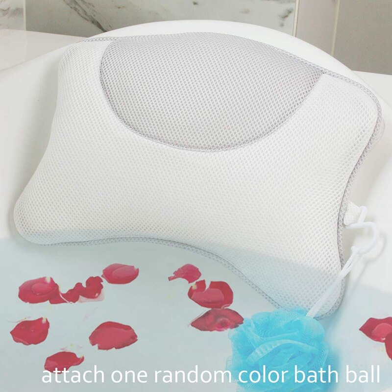 Luxe Spa Bad Kussen Voor Bad, Bad Kussen Voor Nek, Hoofd En Schouder Ondersteuning Met Zuignappen