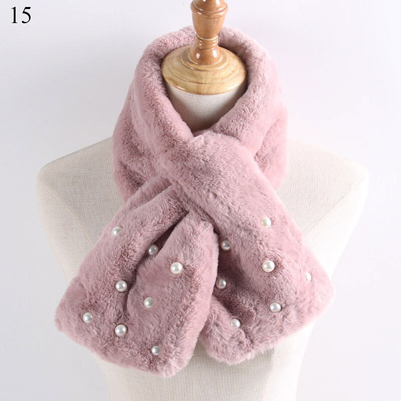 Imitatiebont warme dames sjaal winter dikke snood sjaal imitatiebont zachte sjaals effen kleur kraag sjaal voor dames: 15