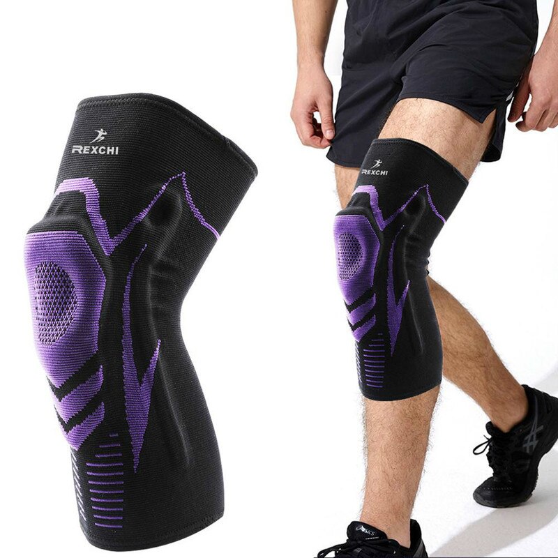 Basketbal Kniebeschermers Met Ondersteuning Silicon Gevoerde Elastische Antislip Patella Brace Kneepad Voor Fitness Gear Protector Tennis
