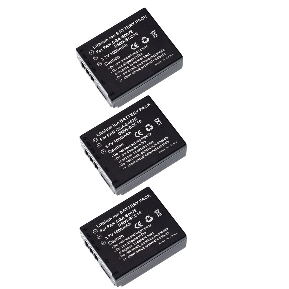 2 Batterij Voor Panasonic Lumix Tz DMC-TZ3 TZ5 TZ4 CGA-S007 S007E S007A/1B: 3 battery